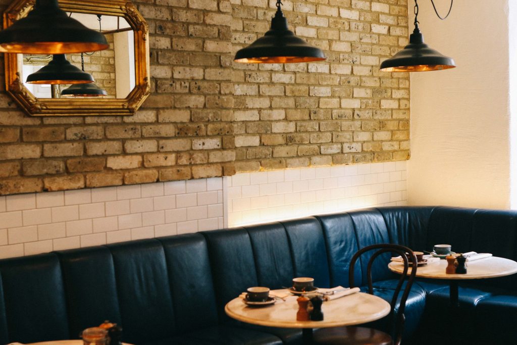 Dining room tables at the Ampersand Hotel, London