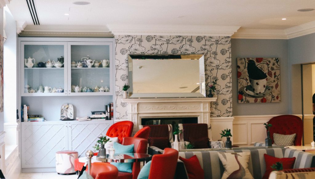 The dining room where afternoon tea is served at The Ampersand Hotel, London