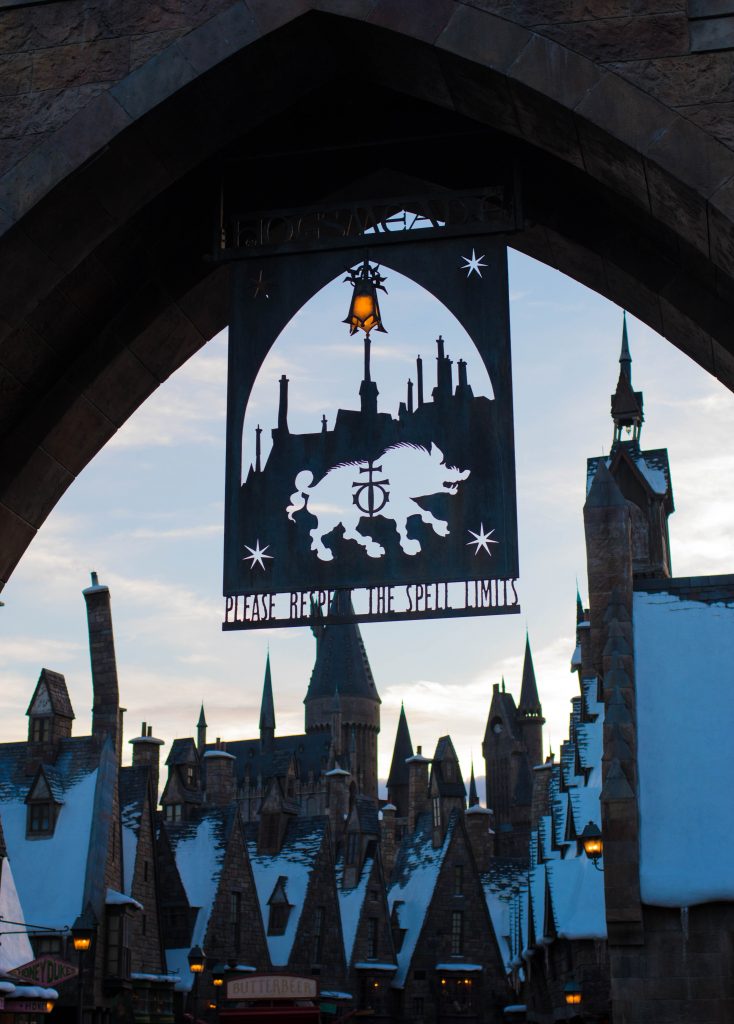 Diagon Alley at night, in the Wizarding World of Harry Potter, Universal Studios, Florida