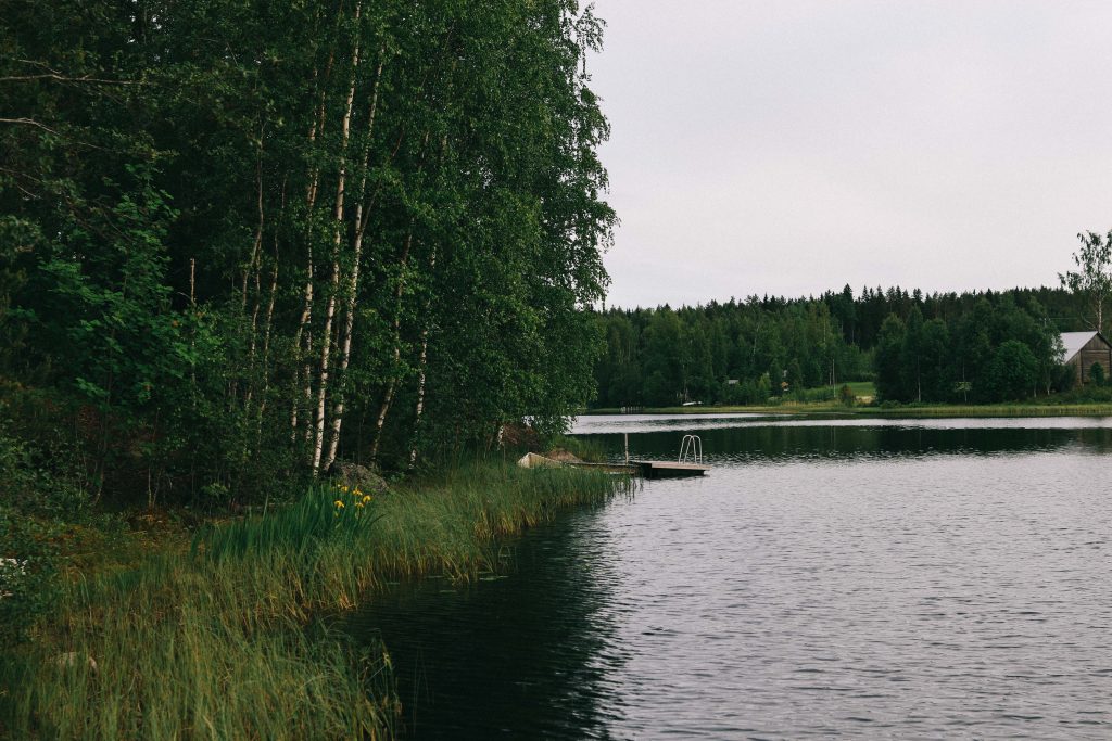 An early evening lake scene in Tampere, Finland.